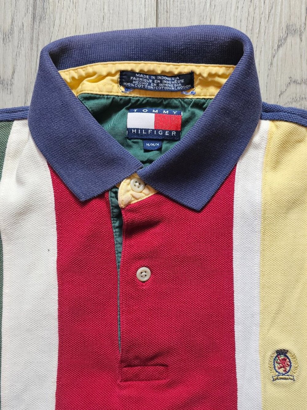 Vintage 90s Tommy Hilfiger Men´s Medium Colorblock Polo Shirt Crest Logo - Picture 4 of 7